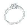 Thumbnail Image 1 of 0.10 CT. T.W. Diamond Square Cluster Promise Ring in 10K White Gold
