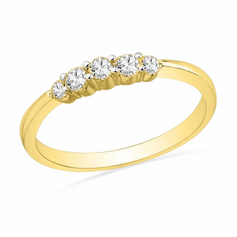 0.25 CT. T.W. Diamond Five Stone Wedding Band in 10K Gold|Peoples Jewellers