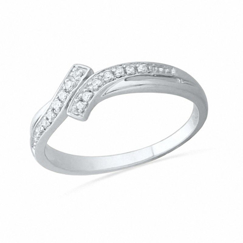 Diamond Accent Bypass Ring in 10K White Gold