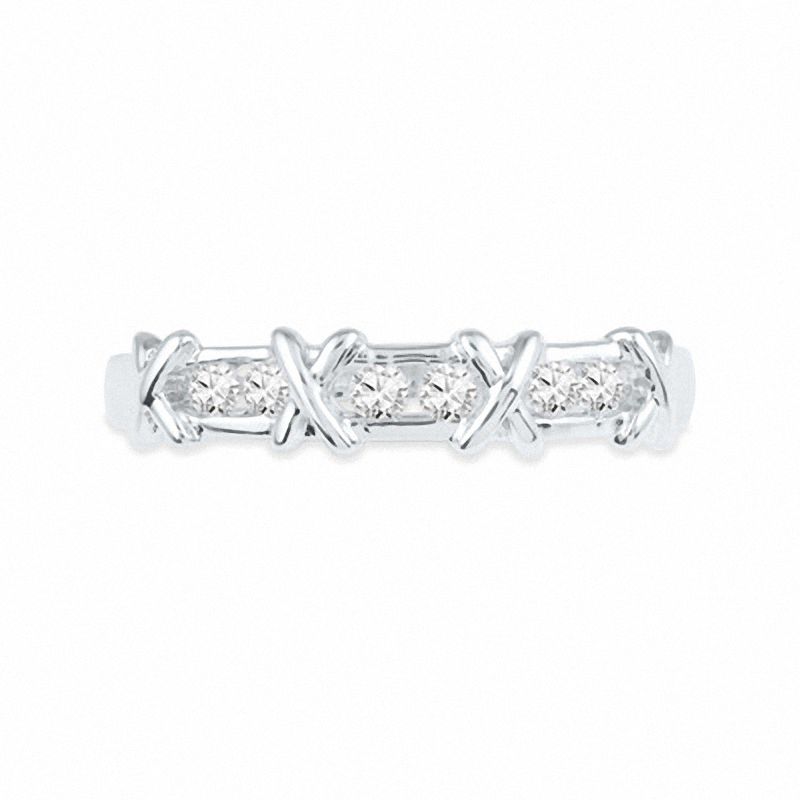 0.25 CT. T.W. Diamond "X" Style Wedding Band in 10K White Gold