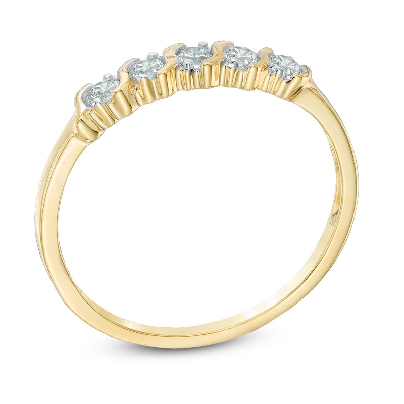 0.20 CT. T.W. Diamond Five Stone Wedding Band in 10K Gold|Peoples Jewellers