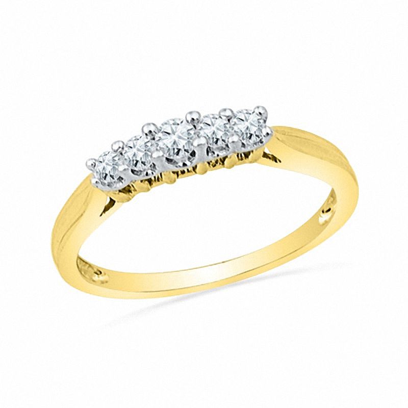 Main Image 1 of 0.50 CT. T.W. Diamond Five Stone Wedding Band in 10K Gold