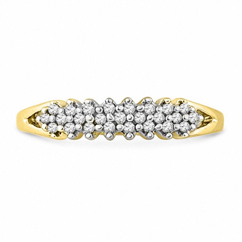 0.20 CT. T.W. Diamond Cluster Row Anniversary Band in 10K Gold