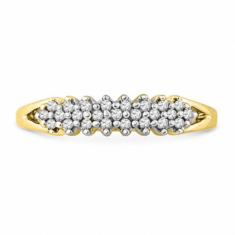 Main Image 2 of 0.20 CT. T.W. Diamond Cluster Row Anniversary Band in 10K Gold
