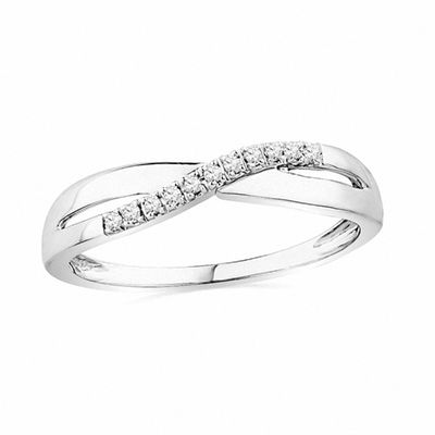 0.05 CT. T.W. Diamond Criss-Cross Wave Band in 10K Gold