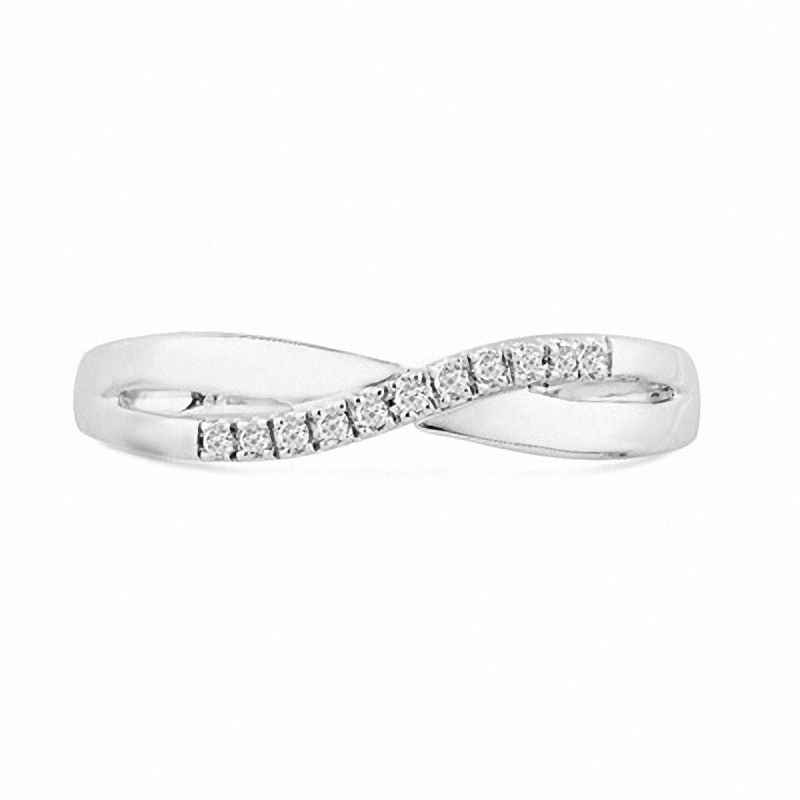 Diamond Accent Criss-Cross Wave Band in 10K White Gold