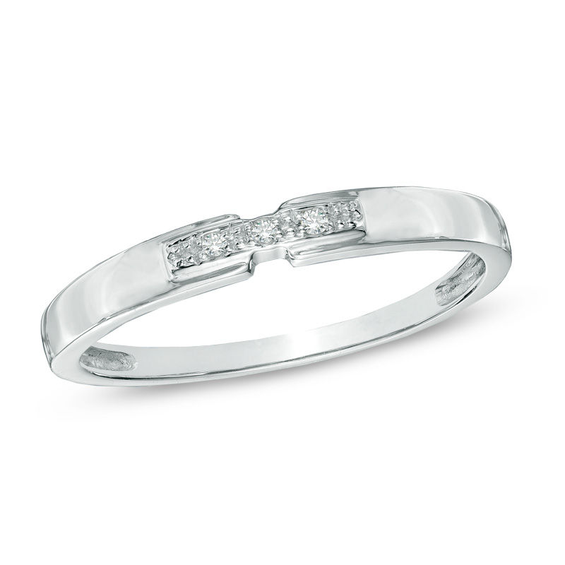 Diamond Accent Three Stone Promise Ring in 10K White Gold