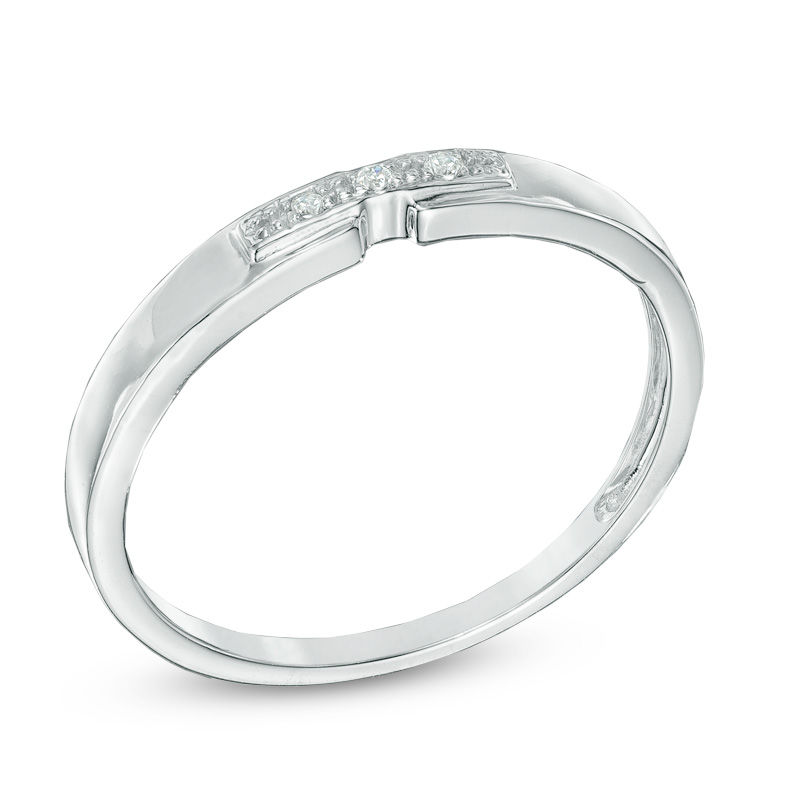 Diamond Accent Three Stone Promise Ring 10K White Gold