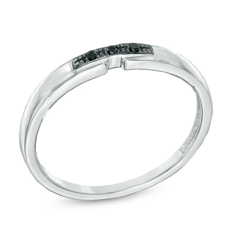 Main Image 2 of Black Diamond Accent Three Stone Promise Ring in 10K White Gold
