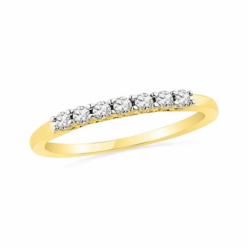 0.20 CT. T.W. Diamond Seven Stone Wedding Band in 10K Gold