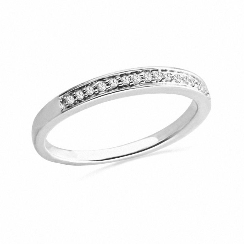 Main Image 1 of 0.10 CT. T.W. Diamond Wedding Band in 10K White Gold