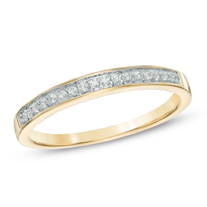 Main Image 1 of 0.10 CT. T.W. Diamond Wedding Band in 10K Gold