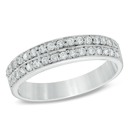 0.25 CT. T.W. Diamond Double Row Wedding Band in 10K White Gold