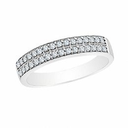 0.50 CT. T.W. Diamond Double Row Wedding Band in 10K White Gold