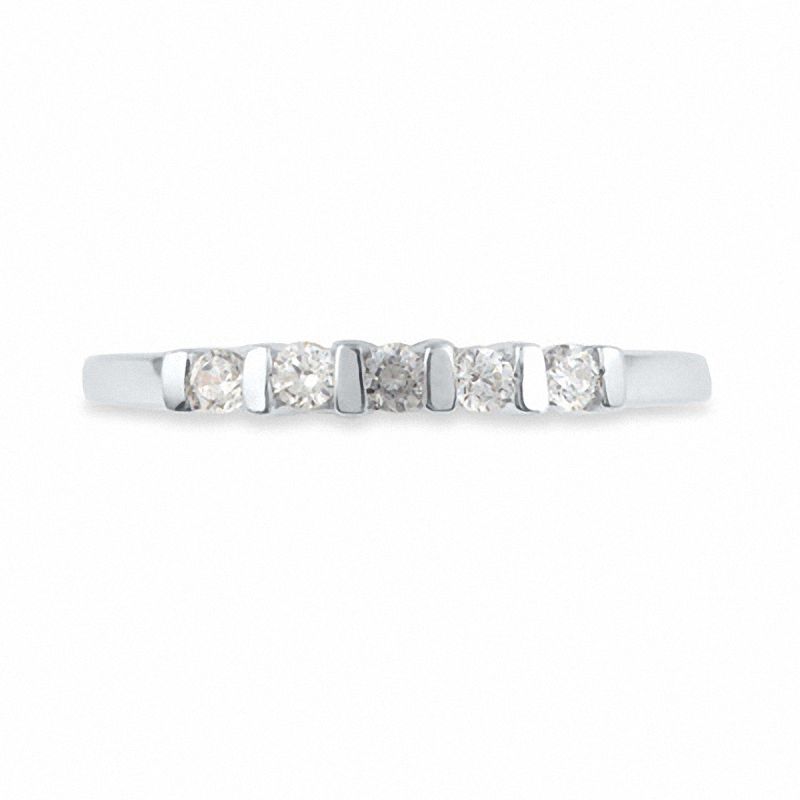 Main Image 2 of 0.25 CT. T.W. Diamond Five Stone Wedding Band in 10K White Gold