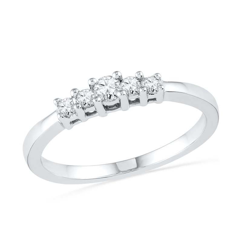0.20 CT. T.W. Diamond Five Stone Promise Ring in 10K White Gold