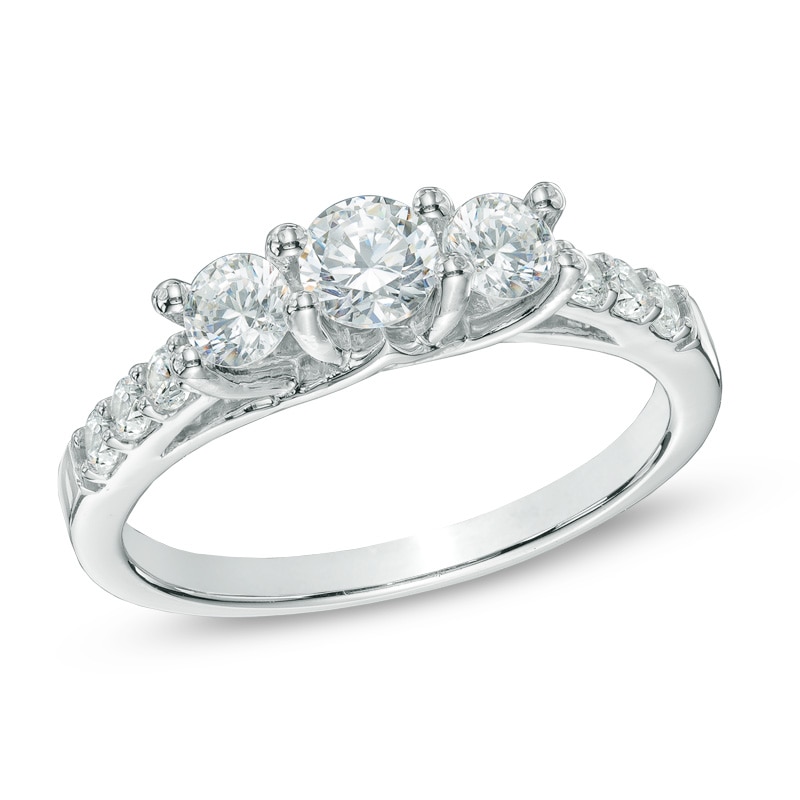 1.00 CT. T.W. Diamond Three Stone Engagement Ring in 10K White Gold