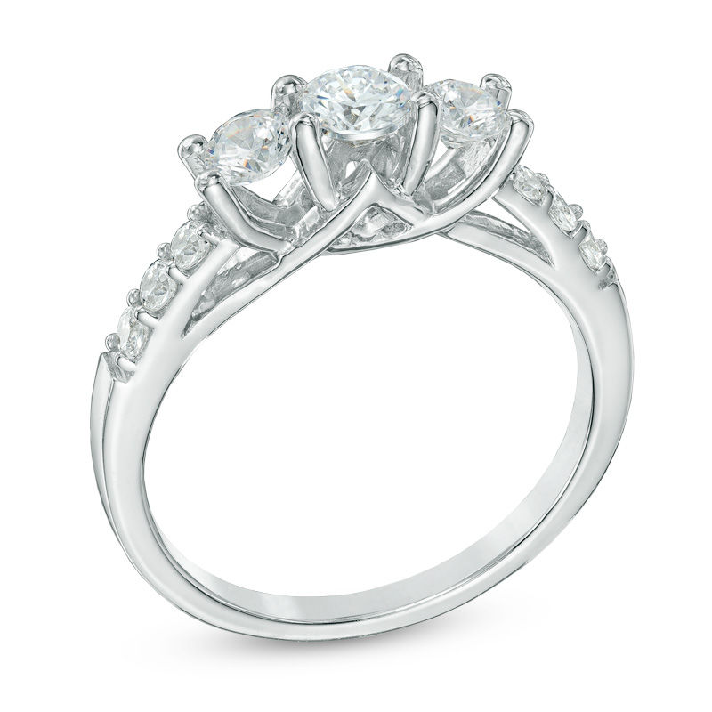 1.00 CT. T.W. Diamond Three Stone Engagement Ring 10K White Gold