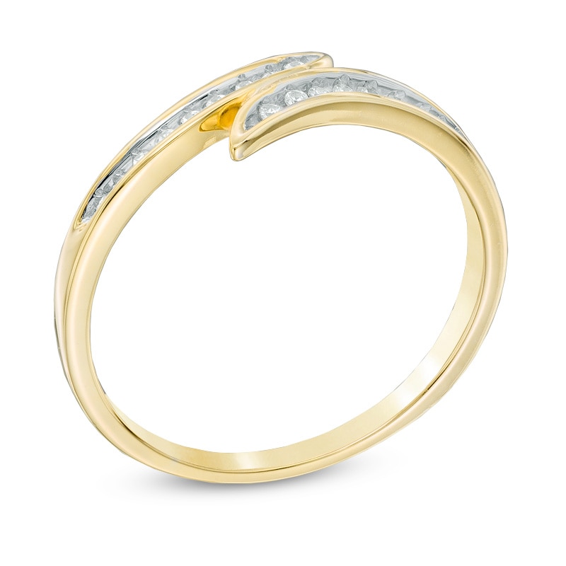 Main Image 2 of 0.10 CT. T.W. Diamond Bypass Ring in 10K Gold