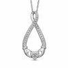 Thumbnail Image 1 of 0.10 CT. T.W. Diamond Claddagh Infinity Pendant in Sterling Silver