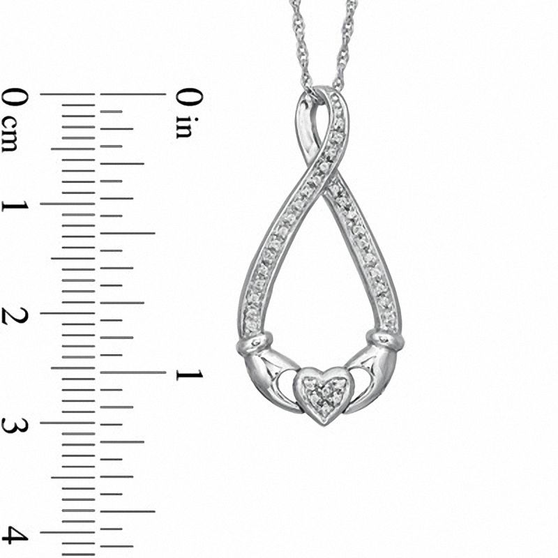 Main Image 2 of 0.10 CT. T.W. Diamond Claddagh Infinity Pendant in Sterling Silver