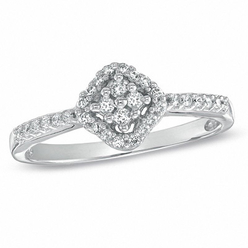 0.20 CT. T.W. Diamond Cluster Ring in 10K White Gold|Peoples Jewellers