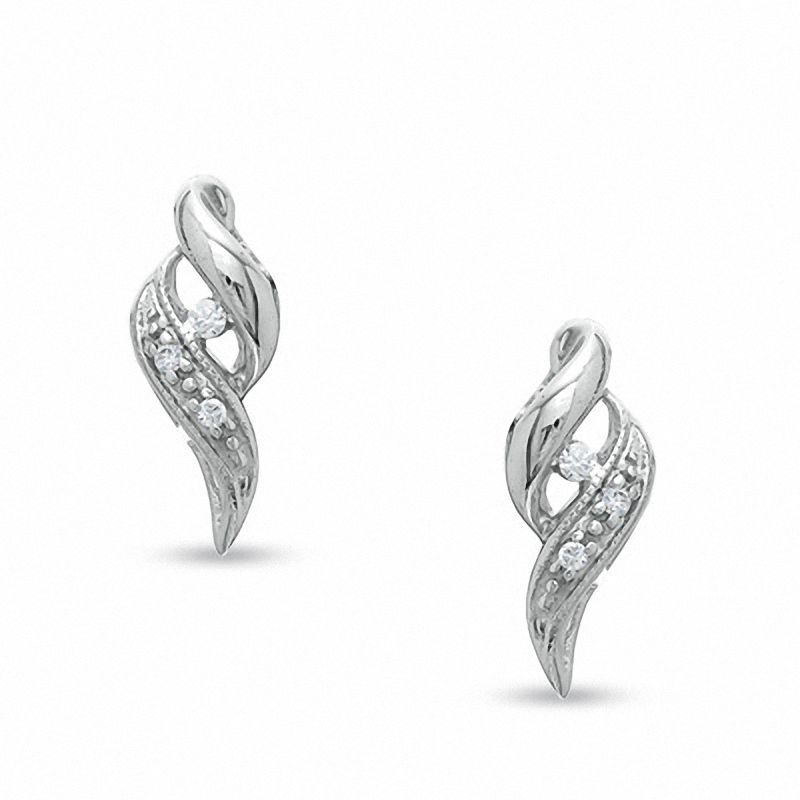 Diamond Accent Swirl Earrings in Sterling Silver|Peoples Jewellers