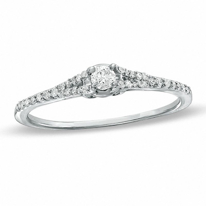 0.20 CT. T.W. Diamond Promise Ring is 10K White Gold