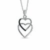 Thumbnail Image 0 of 0.05 CT. T.W. Black and White Diamond Linked Heart Pendant in Sterling Silver
