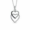 Thumbnail Image 1 of 0.05 CT. T.W. Black and White Diamond Linked Heart Pendant in Sterling Silver
