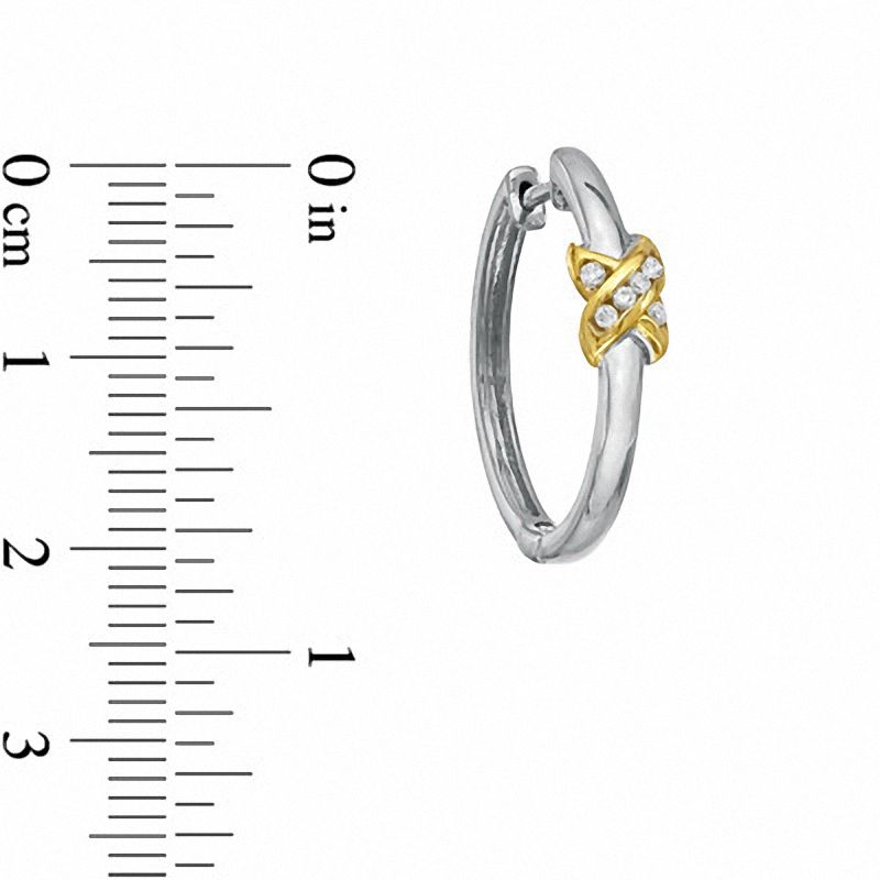 Main Image 2 of Diamond Accent X Hoop Earrings in Sterling Silver with 14K Gold Plate
