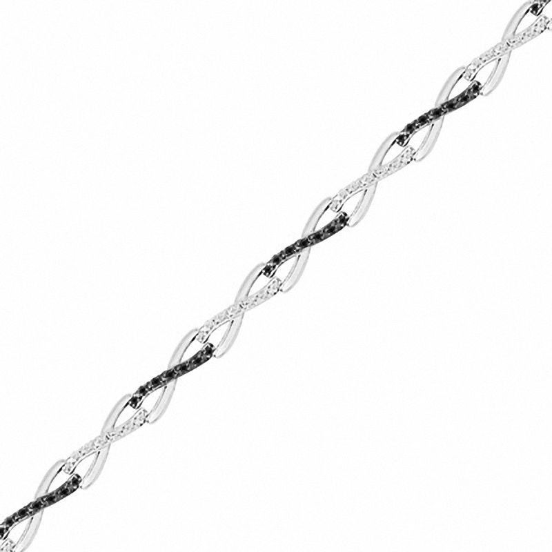 0.50 CT. T.W. Enhanced Black and White Diamond Infinity Link Bracelet in Sterling Silver