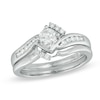 Thumbnail Image 0 of 0.50 CT. T.W. Diamond Tilted Bypass Bridal Set in 10K White Gold