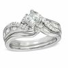 Thumbnail Image 1 of 1.00 CT. T.W. Princess-Cut Diamond Bypass Bridal Set in 14K White Gold