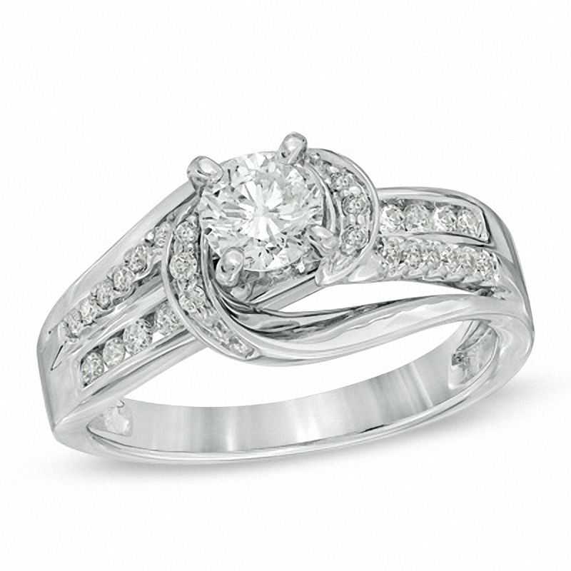 0.75 CT. T.W. Diamond Swirl Engagement Ring in 14K White Gold