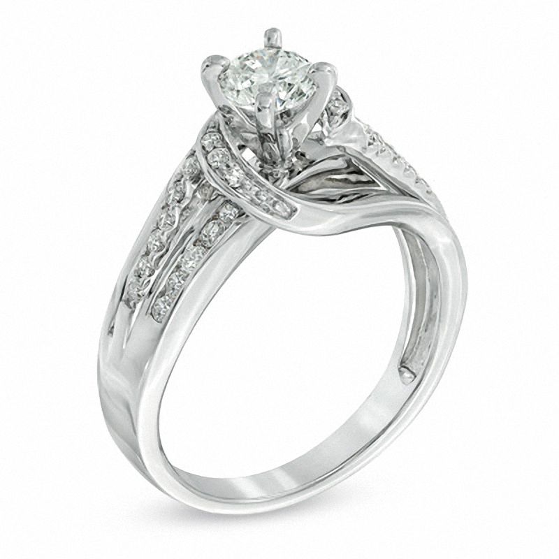 0.75 CT. T.W. Diamond Swirl Engagement Ring in 14K White Gold