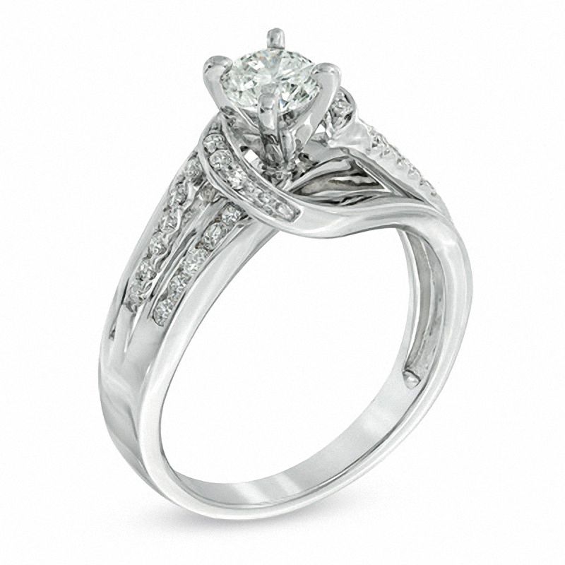 Main Image 2 of 0.75 CT. T.W. Diamond Swirl Engagement Ring in 14K White Gold