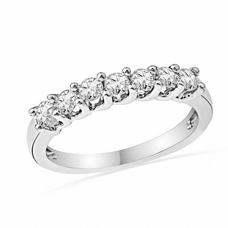 0.50 CT. T.W. Diamond Seven Stone Band in 10K White Gold|Peoples Jewellers