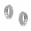 Thumbnail Image 0 of 0.70 CT. T.W. Diamond Multi-Row Huggie Earrings in 10K White Gold