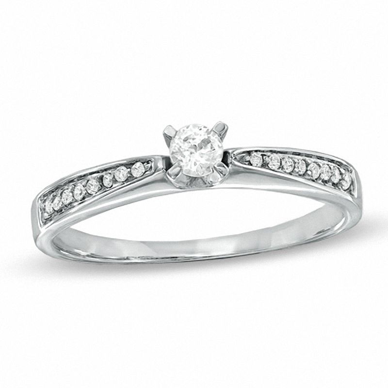 0.20 CT. T.W. Diamond Solitaire Promise Ring in 10K White Gold