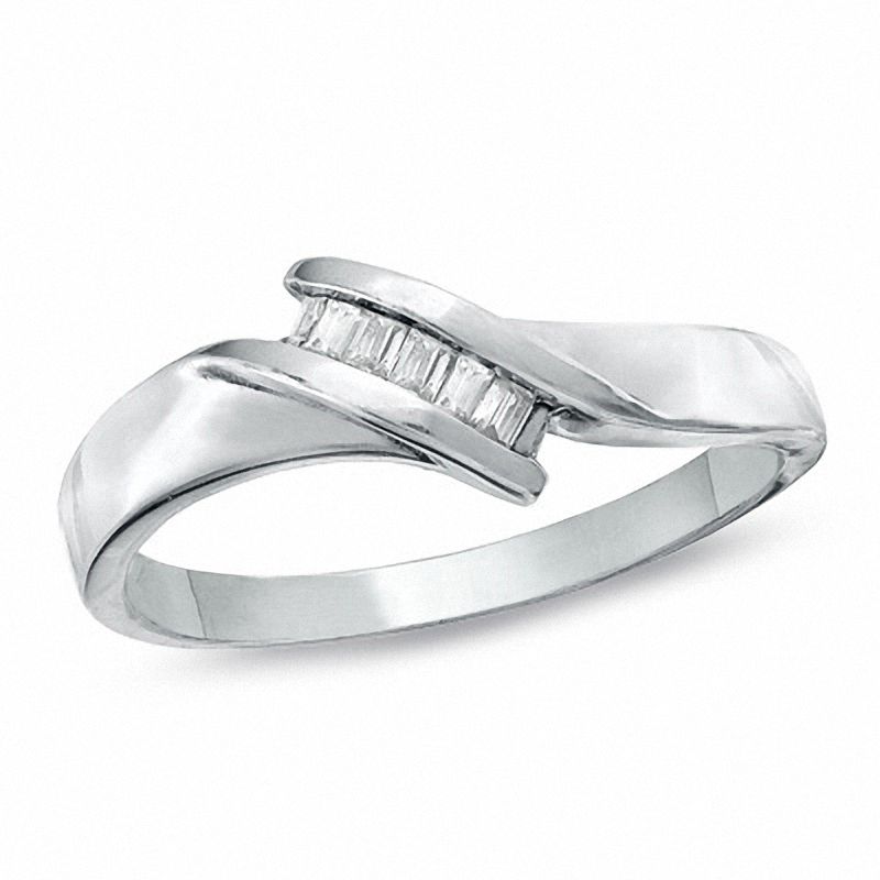 0.10 CT. T.W. Baguette Diamond Ring in Sterling Silver|Peoples Jewellers