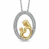 Thumbnail Image 0 of 0.10 CT. T.W. Diamond Motherly Love Oval Pendant in Sterling Silver with 14K Gold Plate