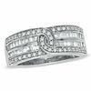 0.50 CT. T.W. Round and Baguette Diamond Band in Sterling Silver