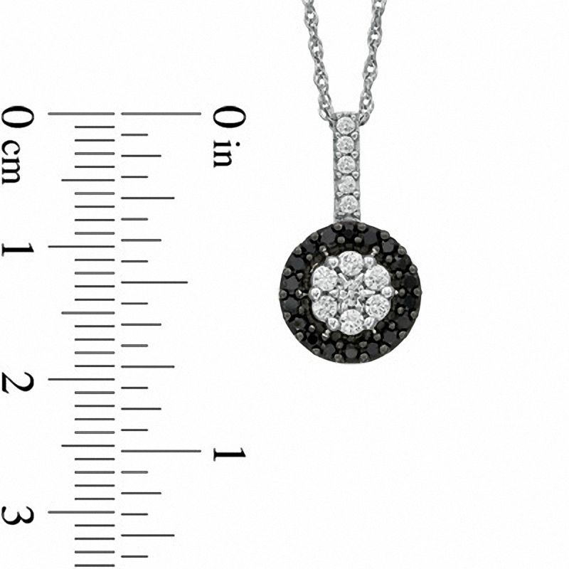 0.50 CT. T.W. Enhanced Black and White Diamond Round Frame Pendant in 10K White Gold