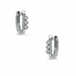 Diamond Accent Three Stone Hoop Earrings in Sterling Silver