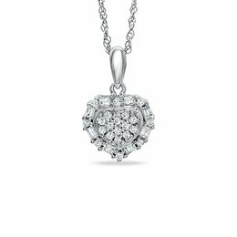 0.16 CT. T.W. Diamond Heart Frame Pendant in 10K White Gold