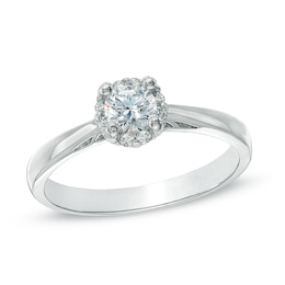 0.33 CT. T.W. Certified Canadian Diamond Engagement Ring in 14K White Gold (I/I1)