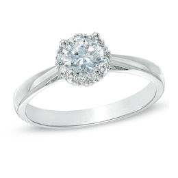 0.70 CT. T.W. Certified Canadian Diamond Frame Engagement Ring in 14K White Gold (I/I1)