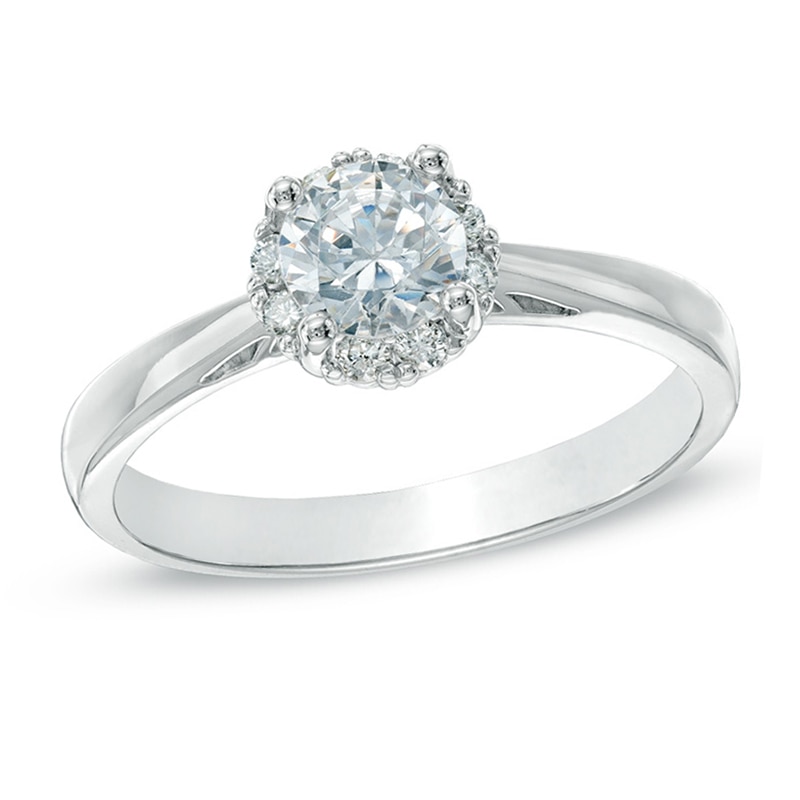 Main Image 1 of 0.70 CT. T.W. Certified Canadian Diamond Frame Engagement Ring in 14K White Gold (I/I1)