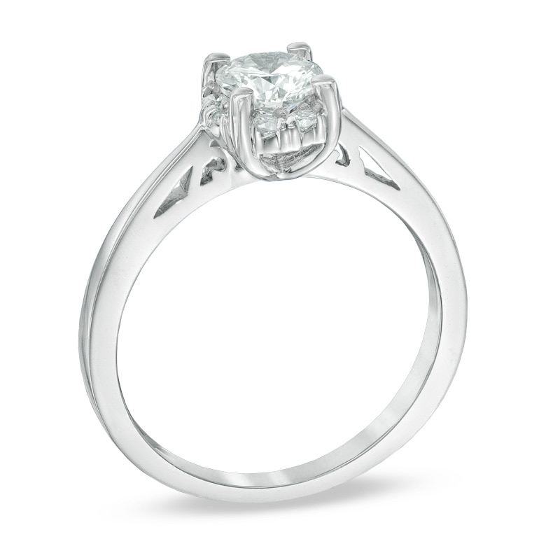 0.70 CT. T.W. Certified Canadian Diamond Frame Engagement Ring in 14K White Gold (I/I1)